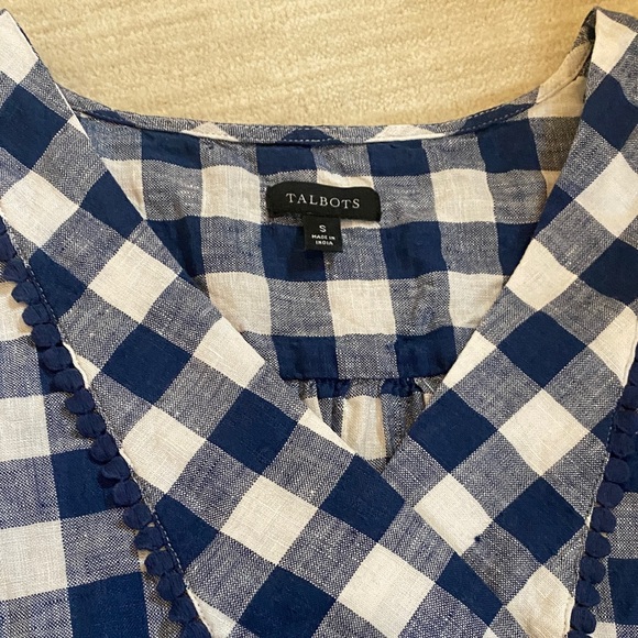 Talbots Navy and White Gingham Tank Top - Picture 2 of 6
